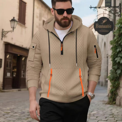 Men's trendy hoodie with textured design and practical pockets Amarae