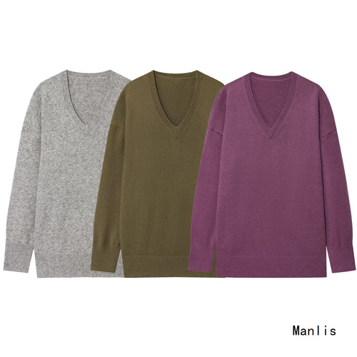 Viscose sweater for women with V-neck and relaxed fit Amarae