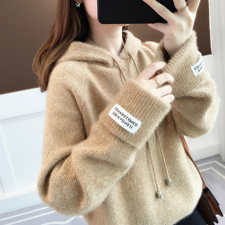 Ladies Cozy Hooded Sweatshirt with Drawstring and High Neck Amarae