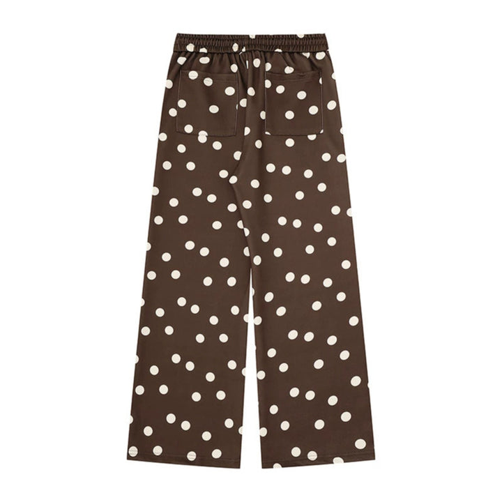 Women Wide Lounge Pants with Comfort Waistband, Polka Dot Allover and Playful Cartoon Print Amarae