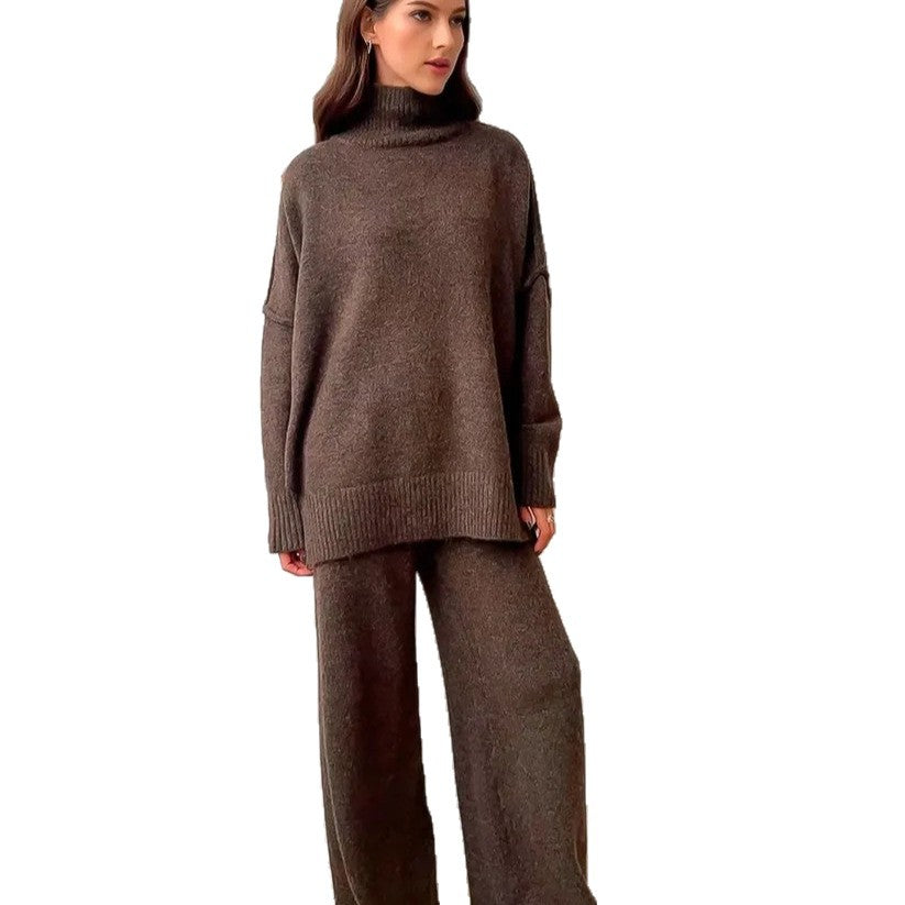 Dames Ensemble en tricot confortable avec col haut et coupe large Lune London
