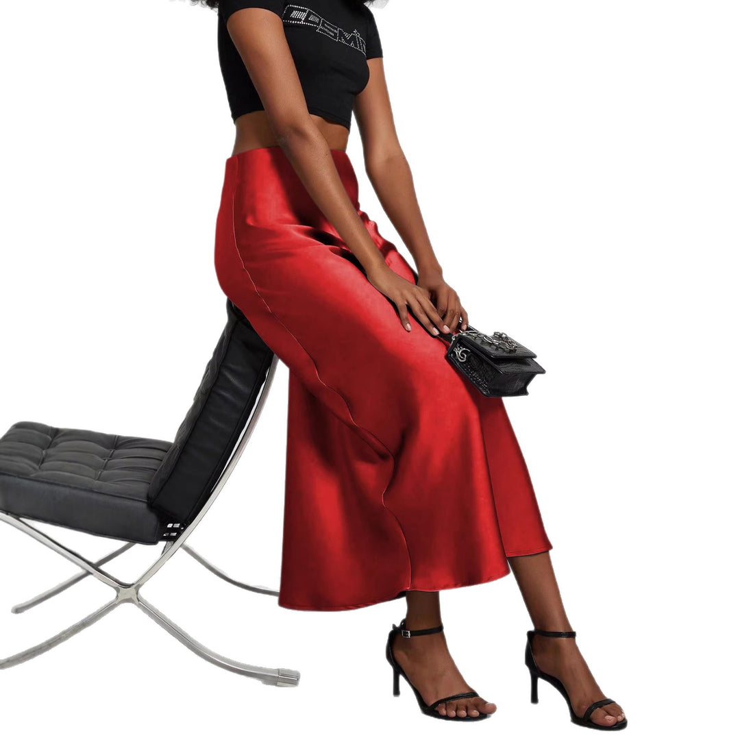 Women Elegant and flowing Satin Maxi Skirts Lune London