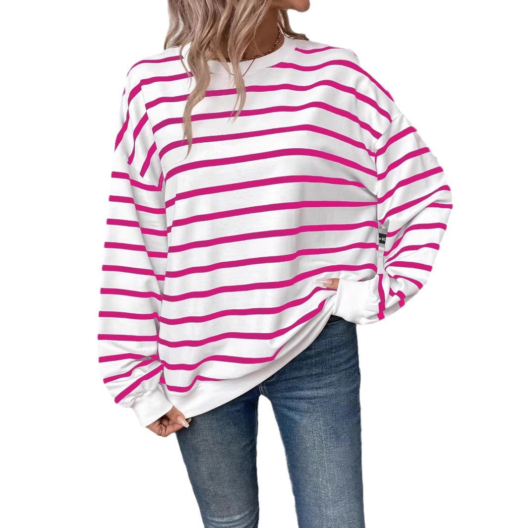 Ladies casual sweater with modern striped pattern Lune London