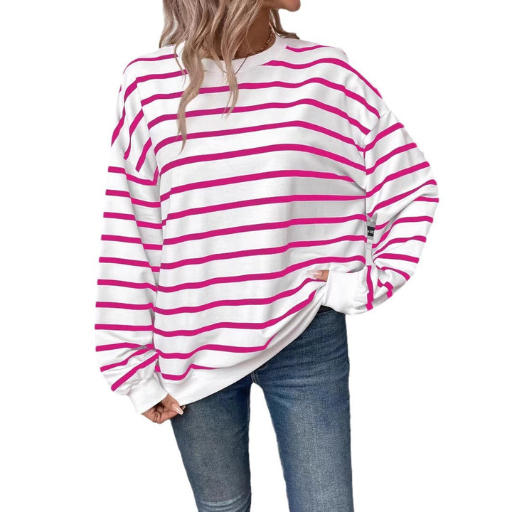 Ladies casual sweater with modern striped pattern Lune London