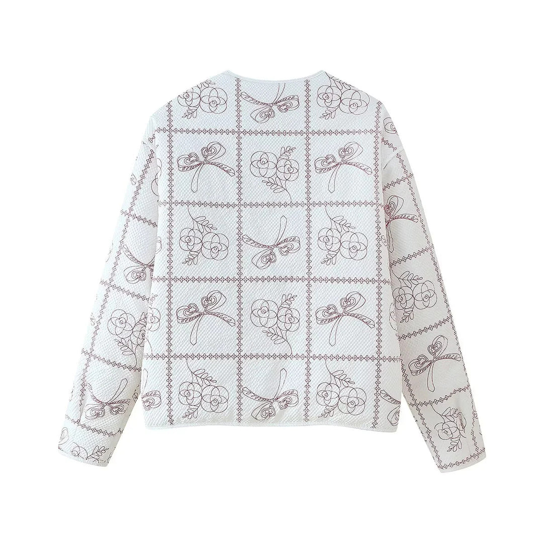 Quilted jacket for women with floral pattern and practical pockets Lune London
