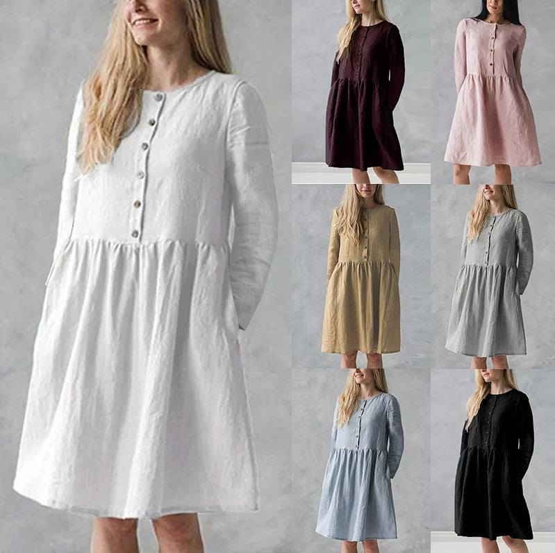 Casual dress for women with button closure and voluminous skirt Lune London