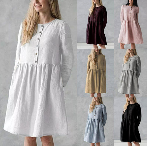 Casual dress for women with button closure and voluminous skirt Amarae