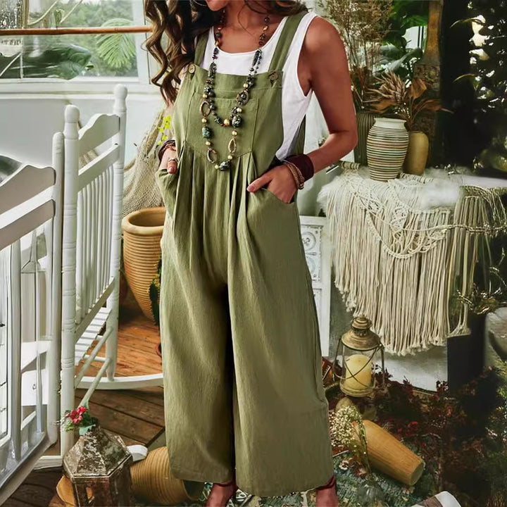 Ladies casual jumpsuit with wide legs and pockets Lune London