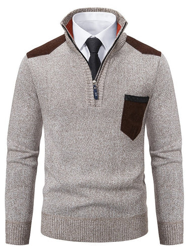 Trendy men's sweater with high collar and practical zip Amarae