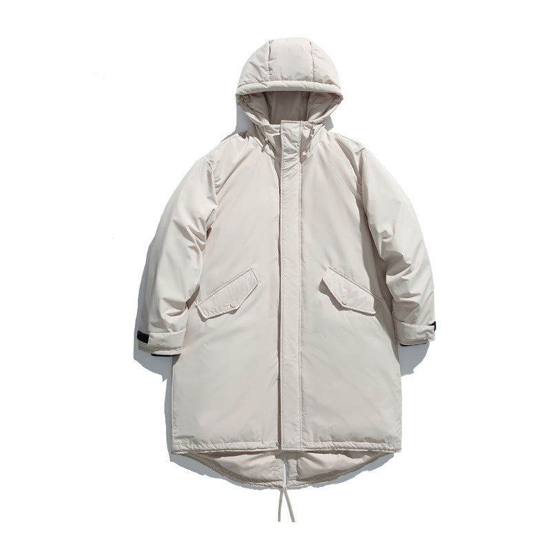 Unisex Quilted Long Parka in Boxy Cut with Hood and Drawstring Hem Amarae