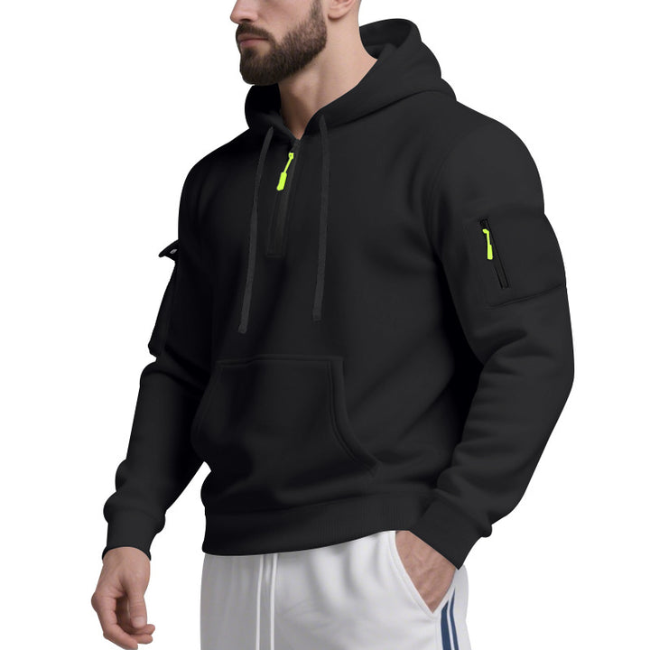Men's functional hoodie with half-zip and practical pockets Lune London