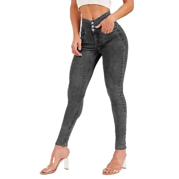 Women High-Waisted Sculpting Skinny Jeans with Waist-Shaping V-Waistband and Push-Up Effect Amarae