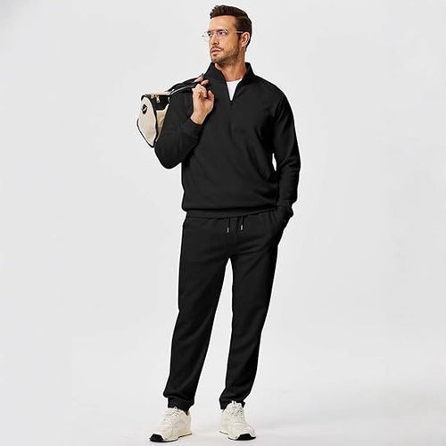 Men's leisure suit with modern stand-up collar and practical zipper pockets Chic & Stil