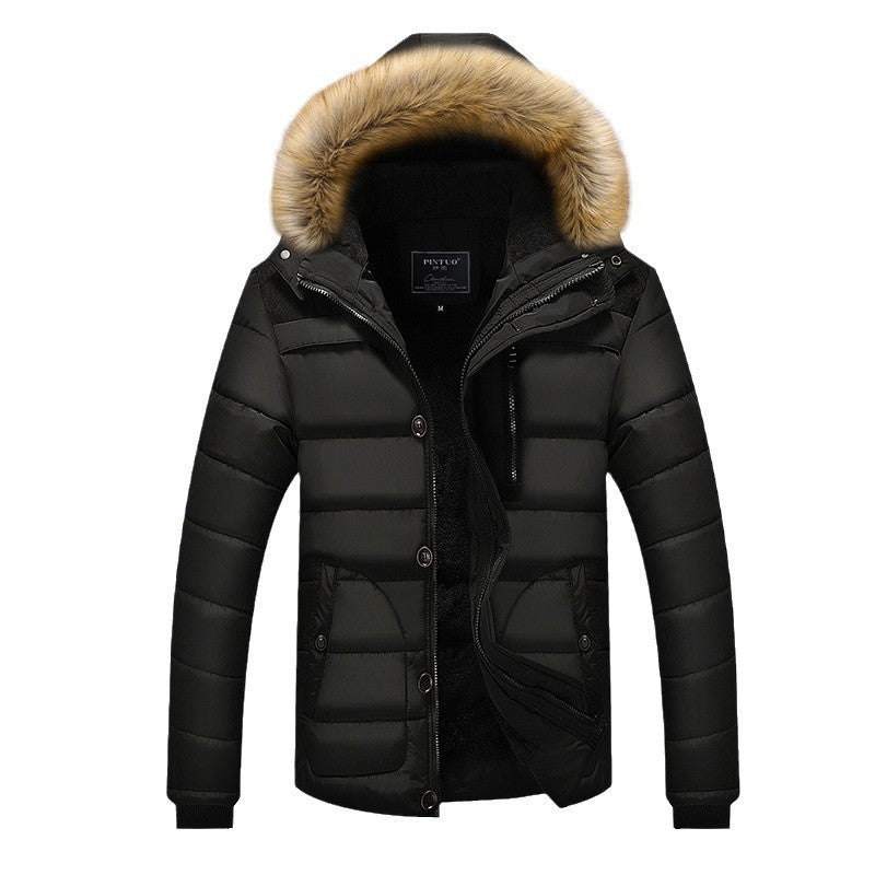 Men's Padded Puffer Parka with Faux Fur Hood, Fleece Interior Lining and Chest Zip Amarae