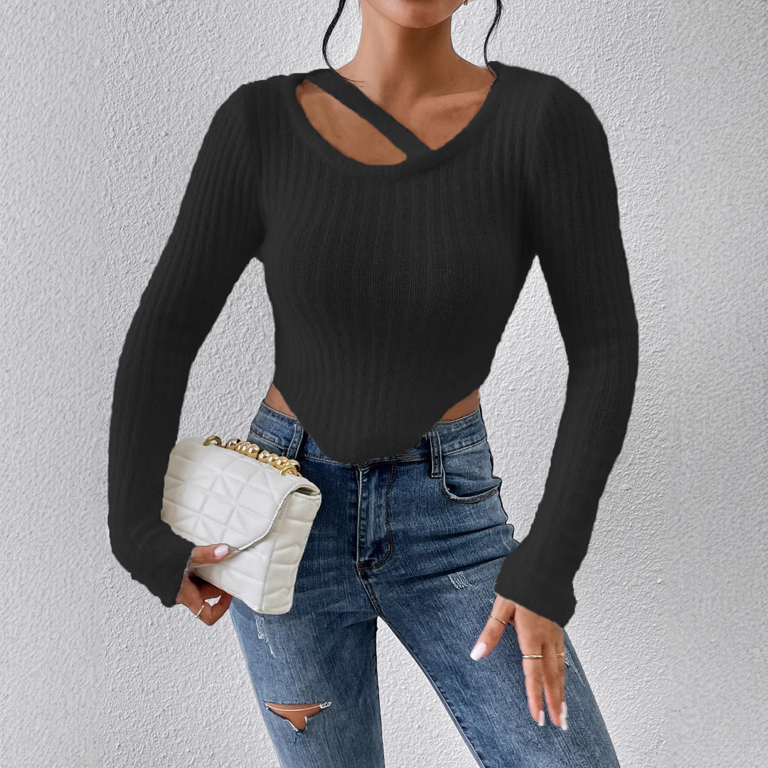 T-shirt en tricot pour femme avec épaule découverte et ourlet élastique Chic & Stil