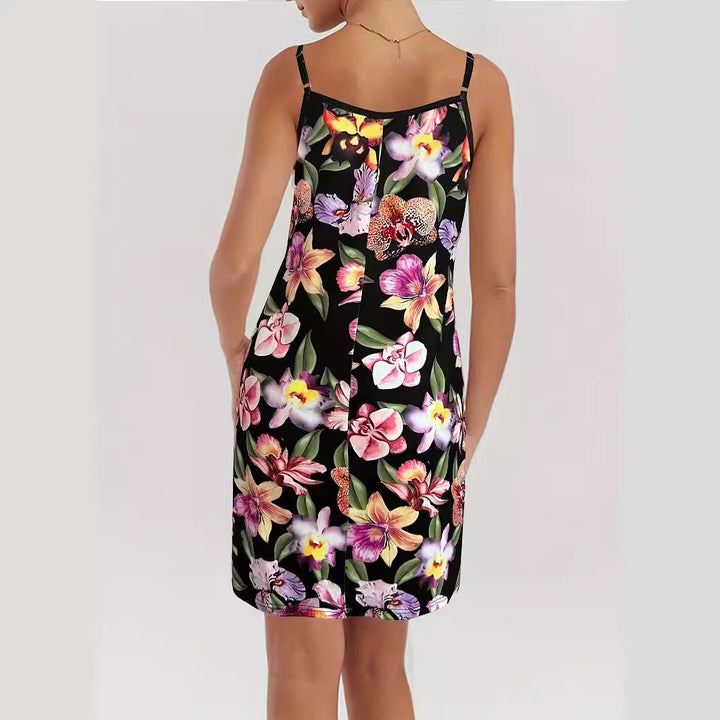 Ladies floral pattern spaghetti straps mini dress Lune London