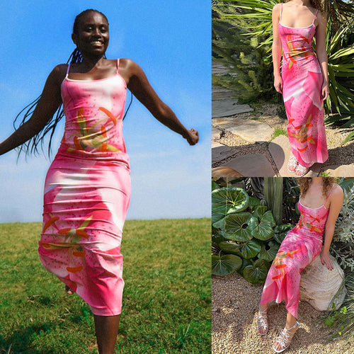 Ladies floral pattern maxi dress with spaghetti straps Amarae