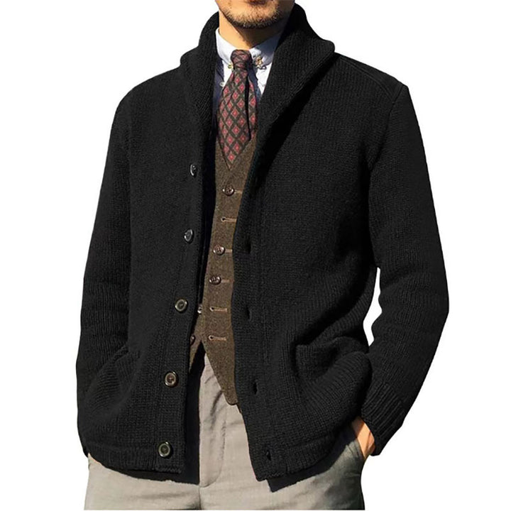 Men's knit jacket with a stylish collar and chic button details