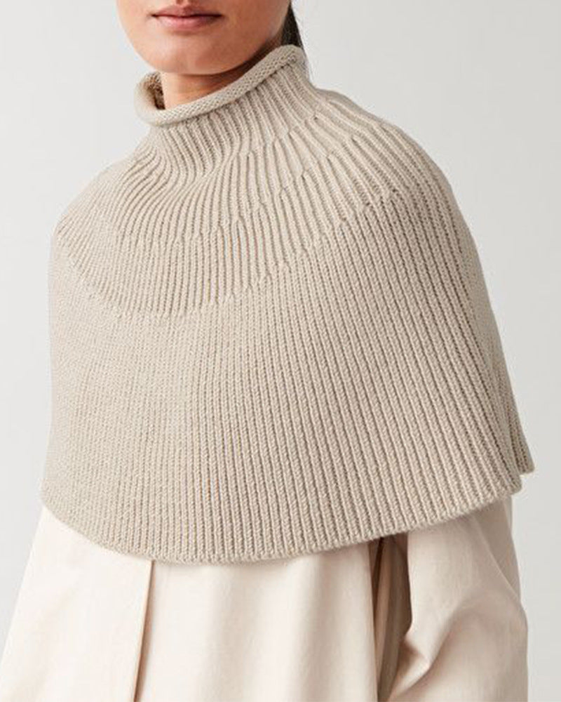 Women knitted cape with high collar Lune London