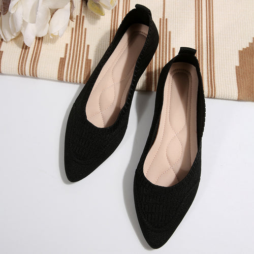 Women pointed toe ballet flats in structured knit Amarae