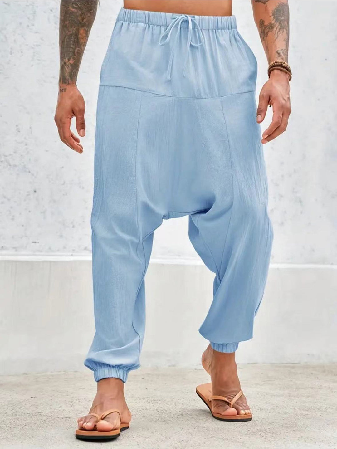 Casual harem pants for men with elastic waist and side pockets Lune London