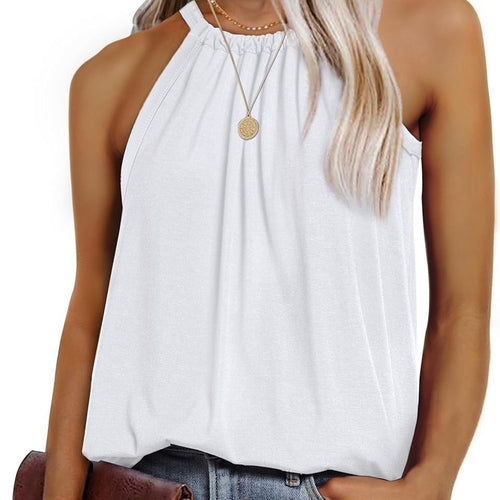 Casual sleeveless top for women with ruched neckline Amarae