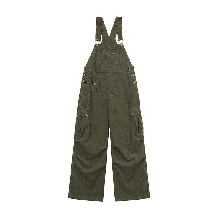 Women's Casual Corduroy Overalls with Wide Leg, Cargo Pockets and Adjustable Straps Amarae