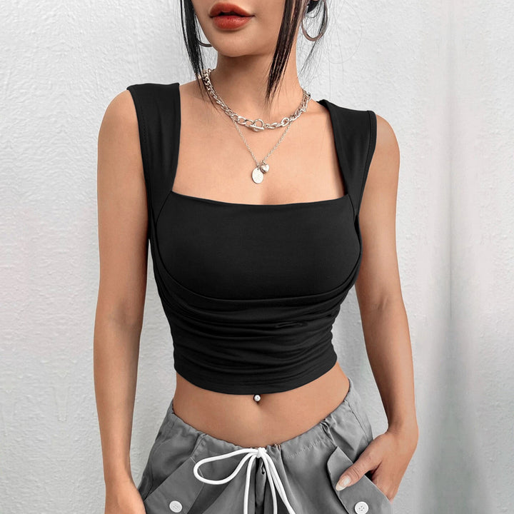 Débardeur court pour femmes avec un drapé sophistiqué et un décolleté carré Chic & Stil