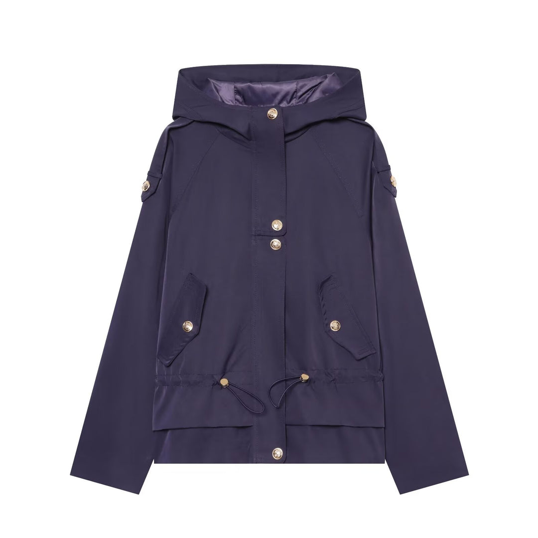 Women's short parka with hood, drawstring waist and flap pockets Amarae