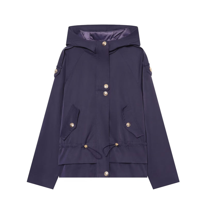 Women's short parka with hood, drawstring waist and flap pockets Amarae