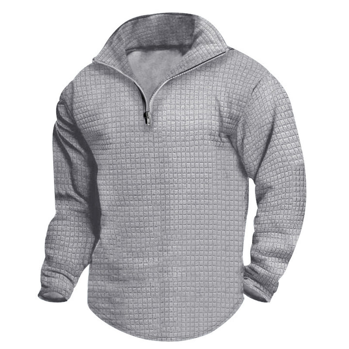 Pull en polyester à col montant pour homme, avec fermeture éclair pratique et design texturé Lune London