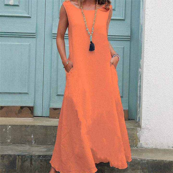Lune London fluid maxi dress for women with side pockets