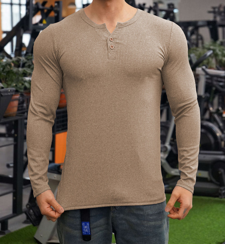 Long sleeve shirt for men with textured design and button placket Lune London