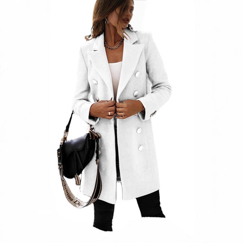 Manteau en laine élégant pour femmes avec patte de boutonnage double et large revers Chic & Stil