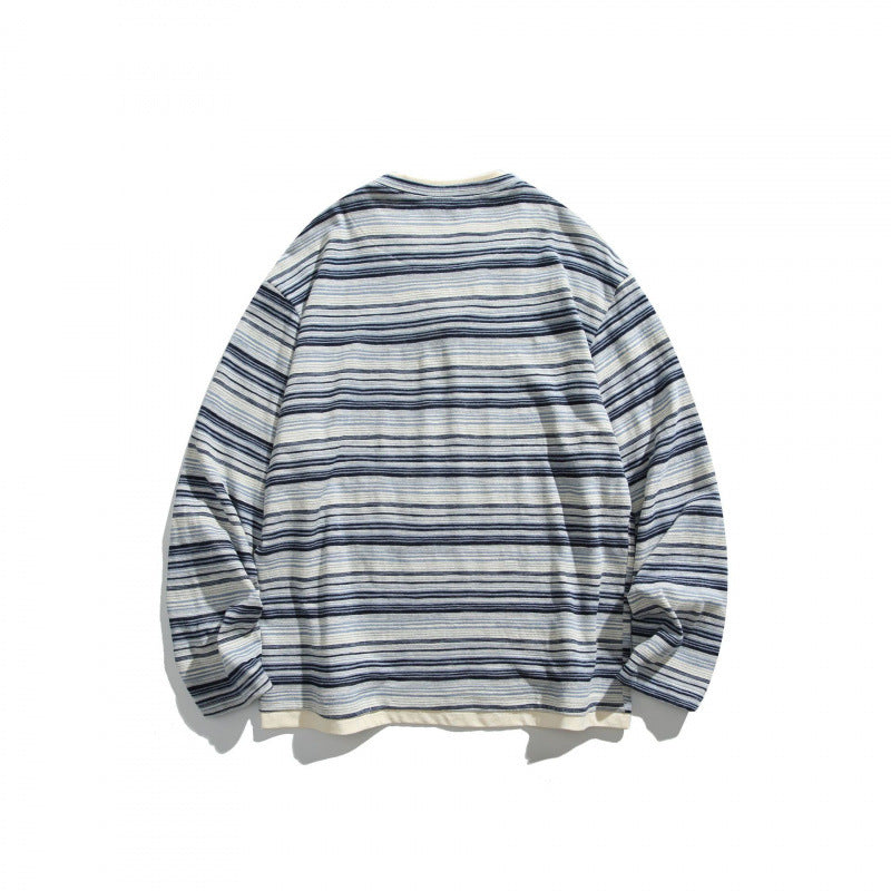 Unisex Striped Oversized Sweater with V-Inset and Layered Look Amarae