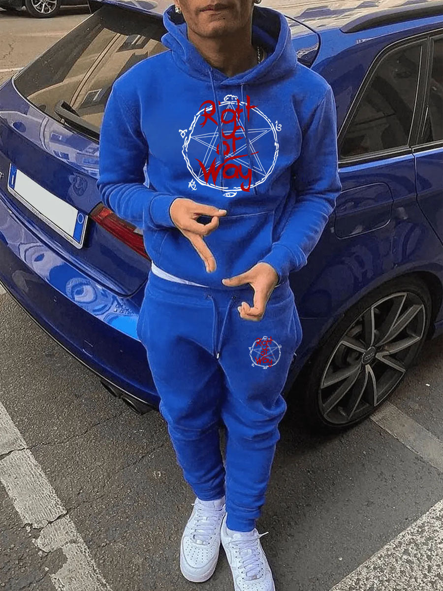 Men's Sports Hoodie and Jogging Pants Set with Unique Graphic Print Lune London