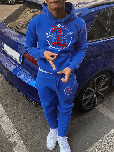 Men's Sports Hoodie and Jogging Pants Set with Unique Graphic Print Amarae