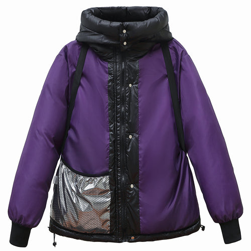 Women's down jacket with hood and practical zipper Amarae