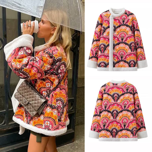 Winter jacket with colorful patterns and soft lining for women Amarae