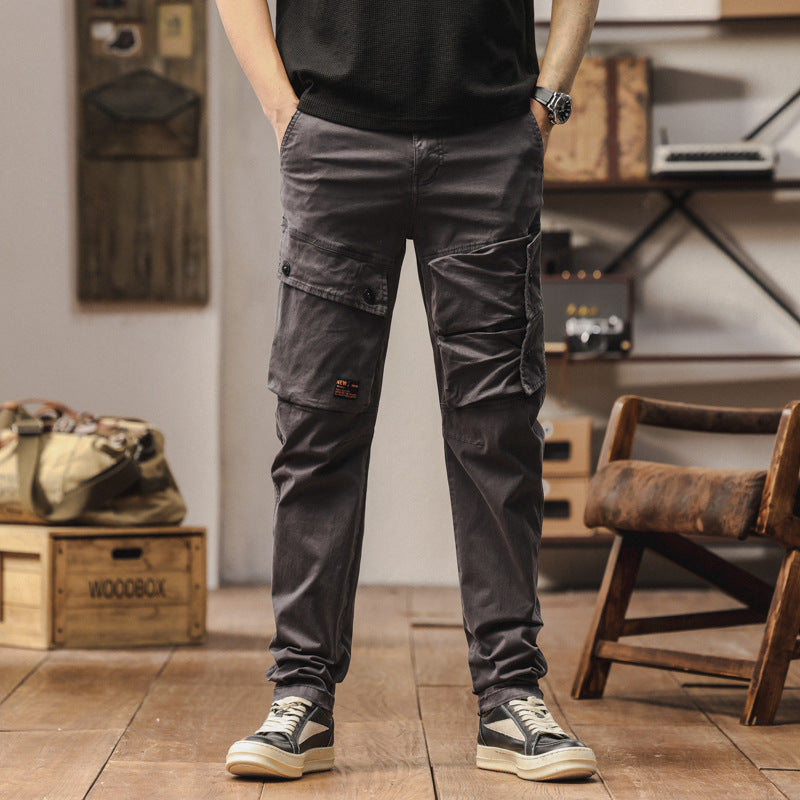 Robust cargo pants for men with elastic waist and multifunctional pockets Lune London