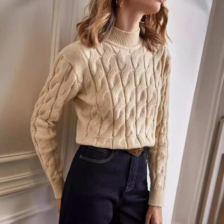 Knitted sweater for women with cable knit pattern Lune London