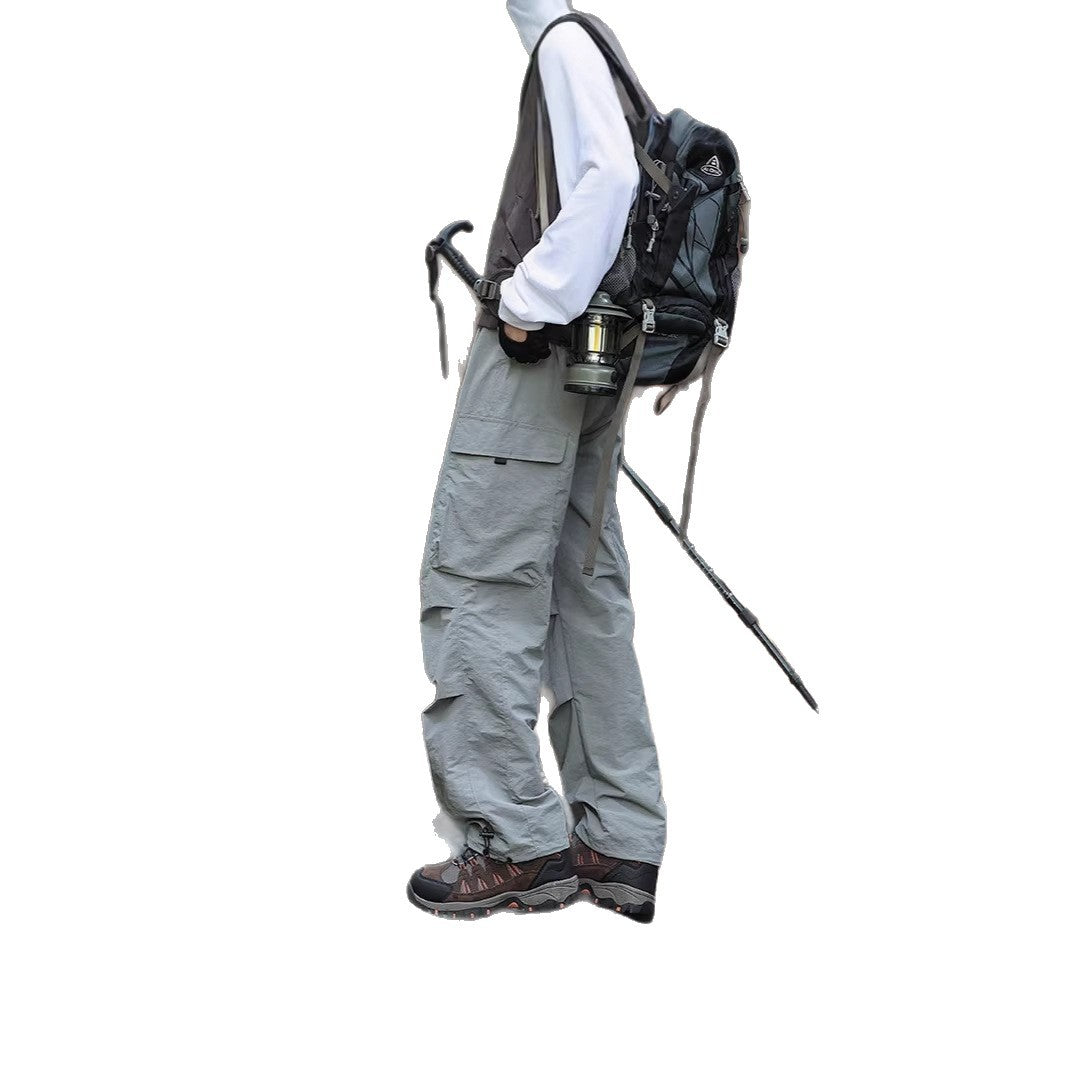 Men's Lightweight Technical Cargo Trekking Pants with Drawstring Waistband, Reinforced Hem Edges, and Adjustable Leg Opening Amarae