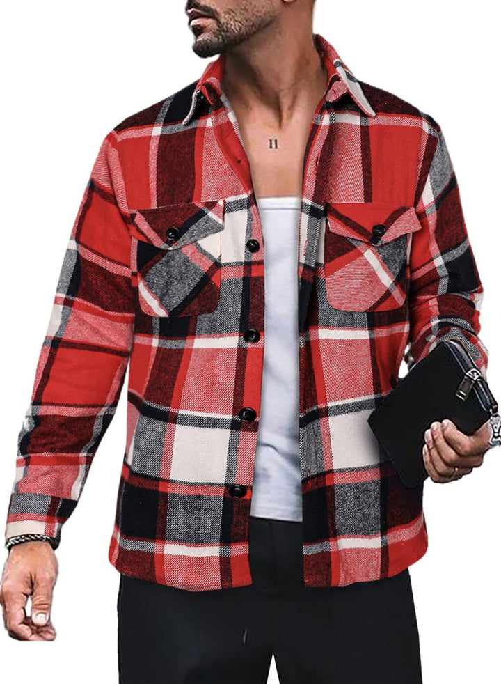 Men's flannel shirt with checkered pattern and functional pockets Lune London