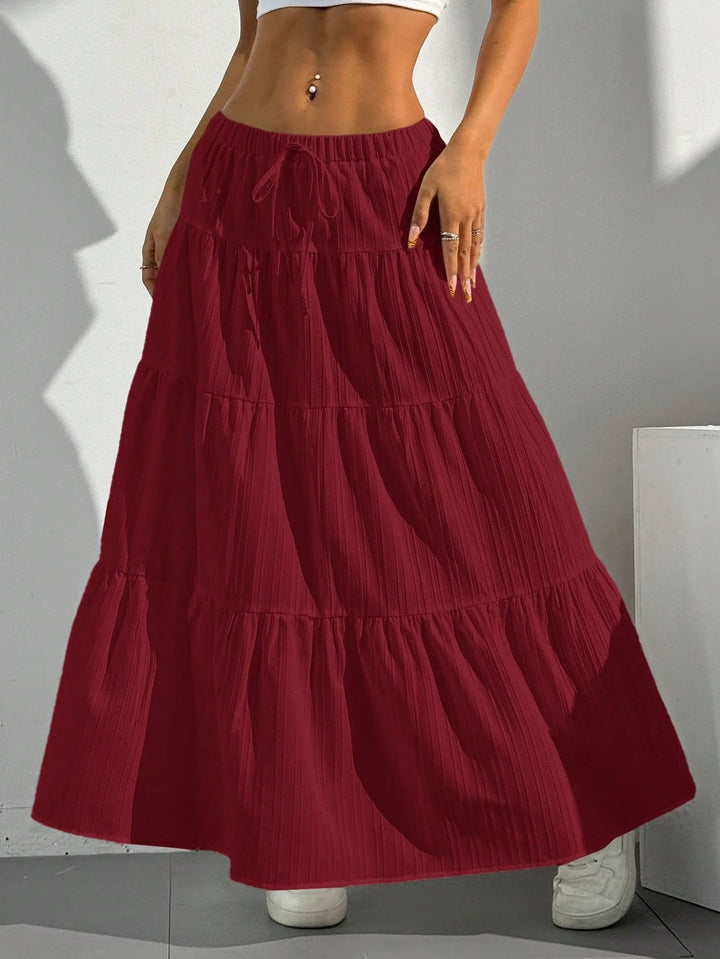 Maxi skirt for women with voluminous ruffles and side slit details Lune London