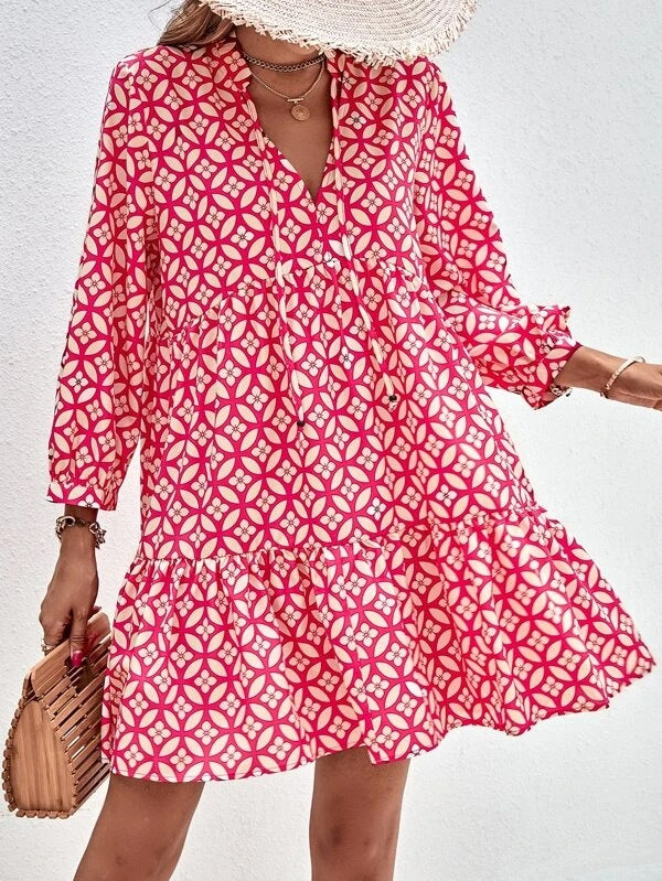 Boho style summer dress for women with a flowy cut and ruffle details Lune London