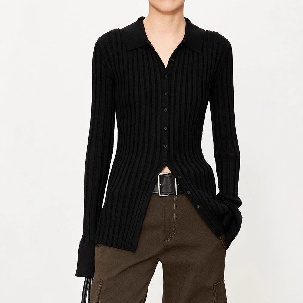 Chemises en tricot côtelé pour femmes avec une coupe ajustée Chic & Stil