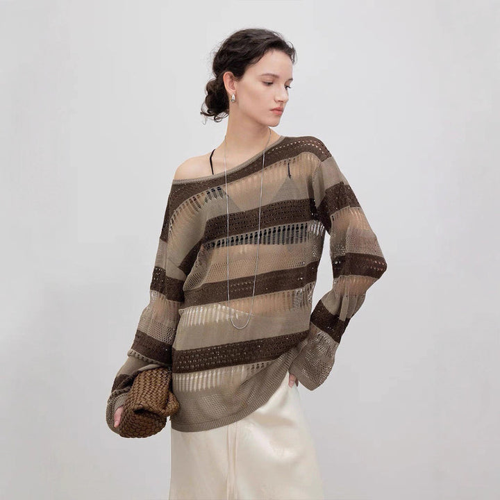 Pull en maille aéré pour femme avec un motif en dentelle tendance Chic & Stil