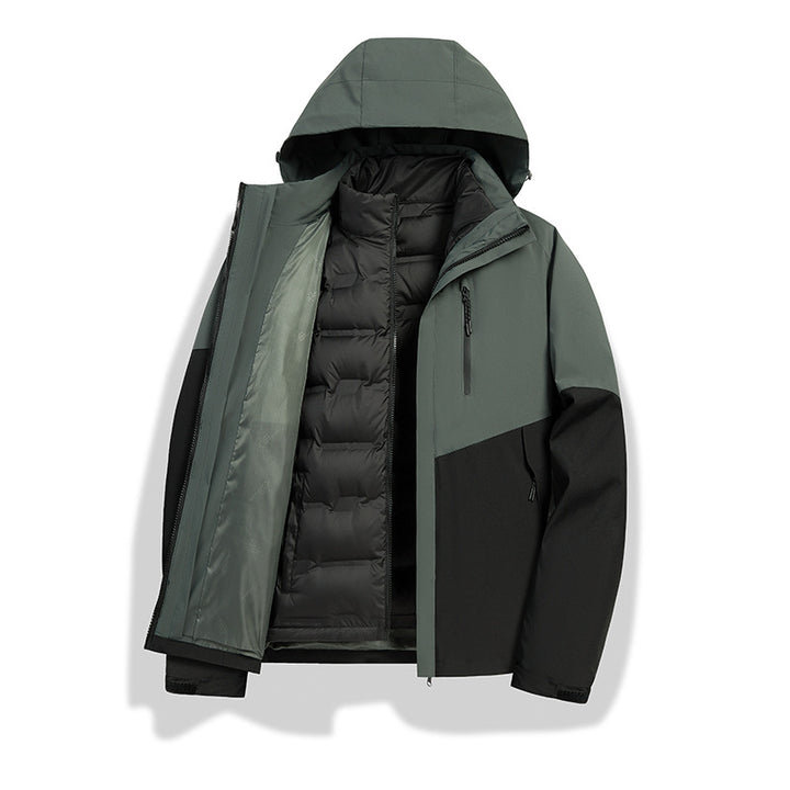 Men's two-in-one weather protection jacket with detachable quilted inner lining, hood, and waterproof membrane Amarae