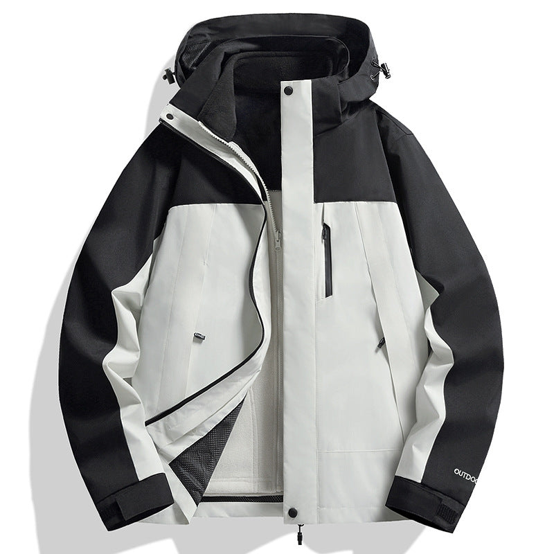 Men's Waterproof Softshell Rain Jacket with Fleece Lining and Adjustable Hood Amarae