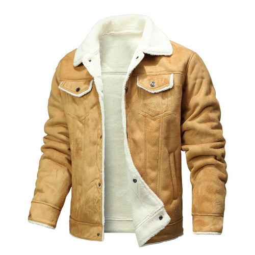 Stylish artificial leather jacket for men with warm teddy lining Amarae